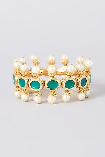 Gold Plated Green Stone Bangle