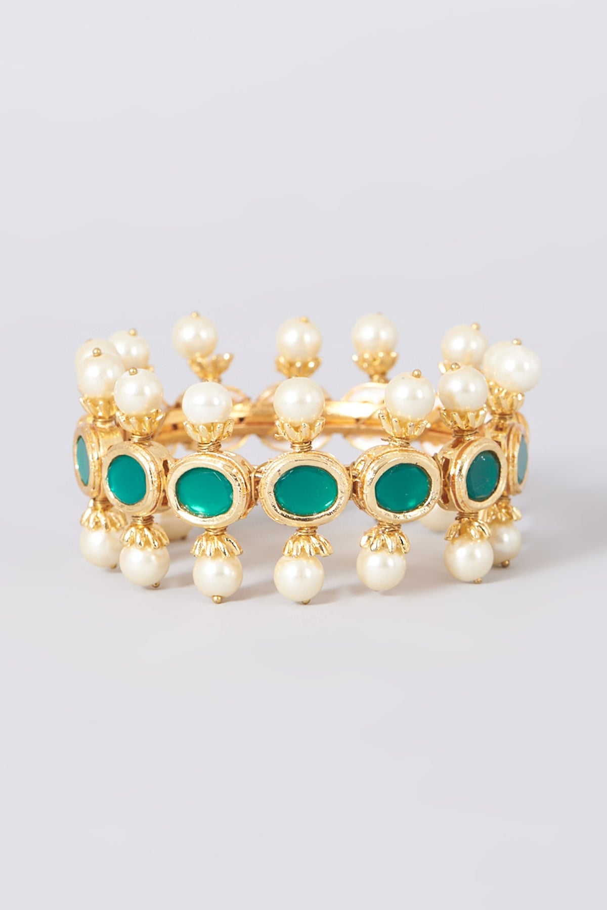 Gold Plated Green Stone Bangle
