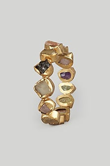 Gold Plated Multi-Colored Agate Stone Bangle
