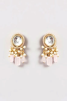 Gold Plated Kundan Polki & Pink Beaded Necklace Set