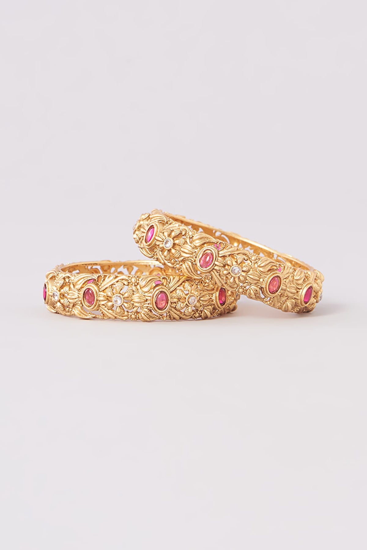 Gold Plated Temple Bangles (Set Of 2)