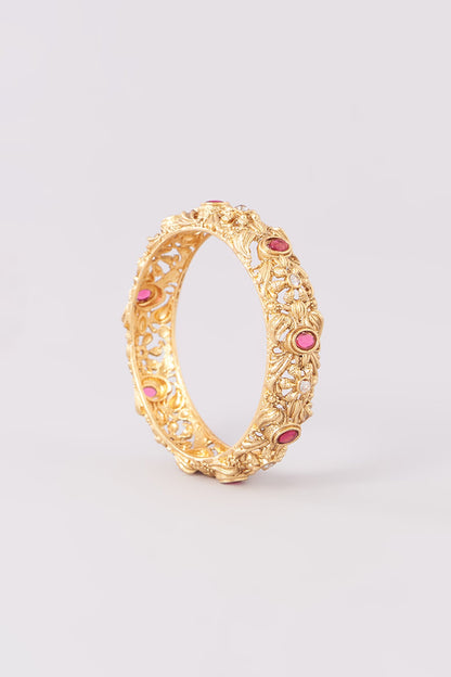 Gold Plated Temple Bangles (Set Of 2)