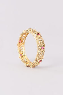 Gold Plated Temple Bangles (Set Of 2)