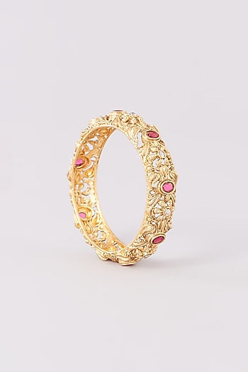 Gold Plated Temple Bangles (Set Of 2)