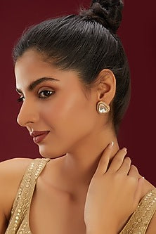 Gold Plated Uncut Polki Stud Earrings