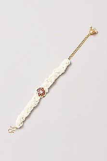 Dull Gold Finish Pleated Pearl Bracelet