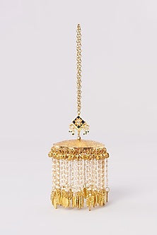 Gold Plated Kundan Polki & Tassel Kaleeras (Set Of 2)