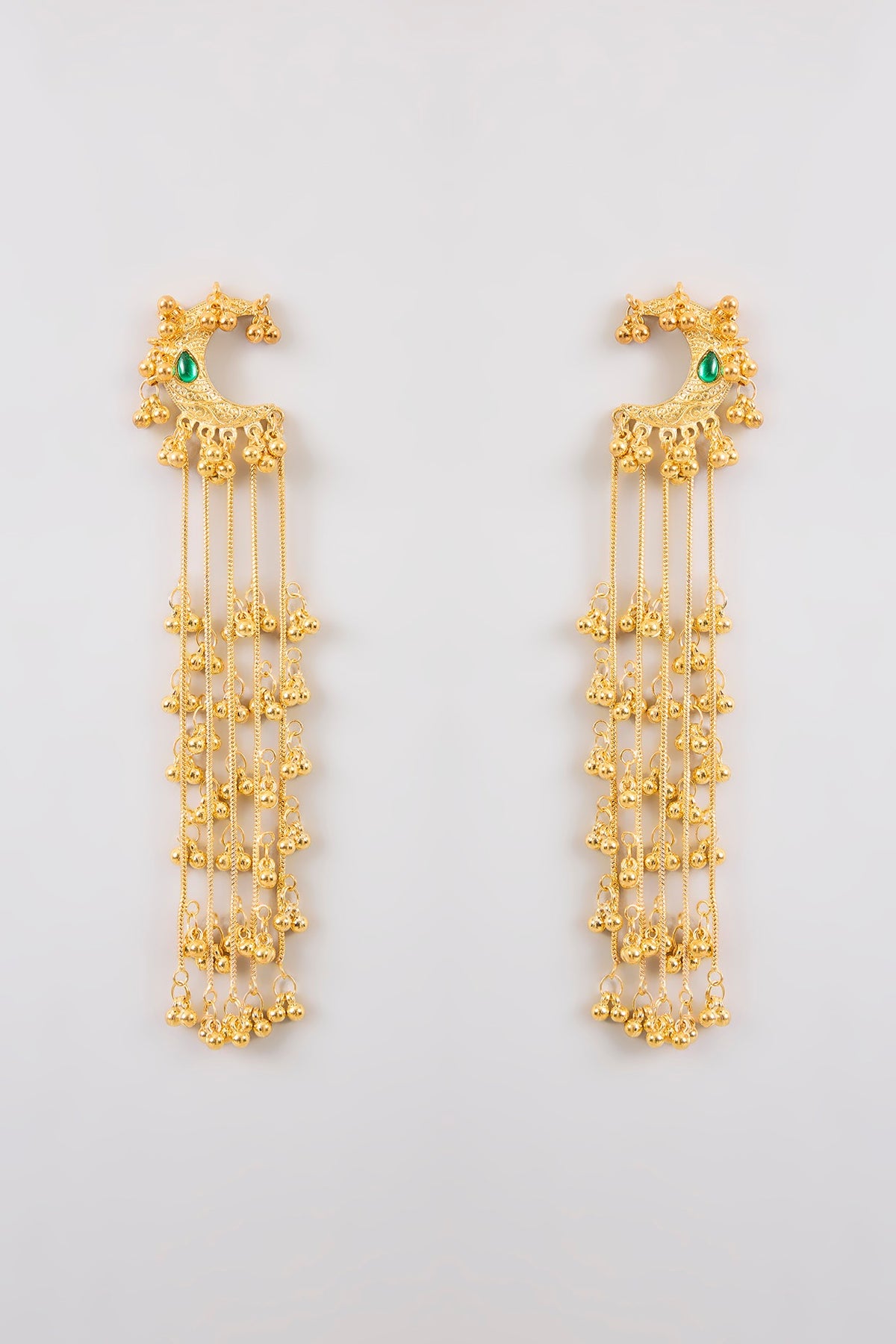 Gold Plated Kashmiri Chain Tassel Dangler Earrings