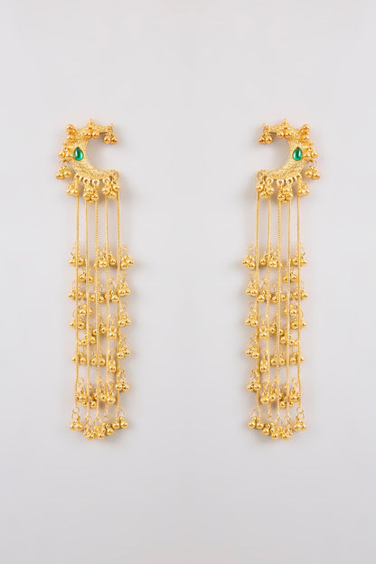 Gold Plated Kashmiri Chain Tassel Dangler Earrings