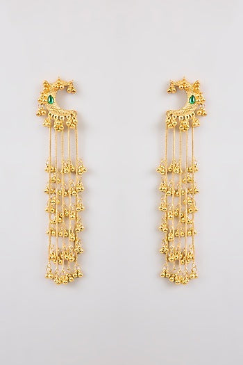 Gold Plated Kashmiri Chain Tassel Dangler Earrings