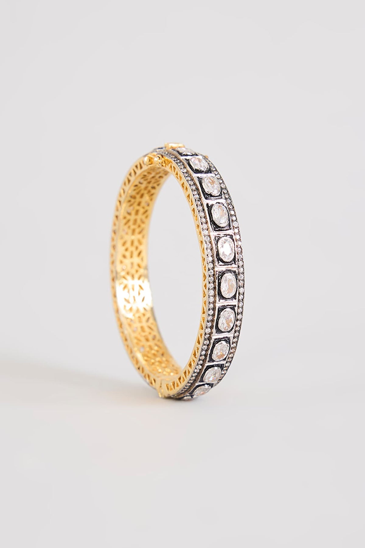White Rhodium Plated Zircon Bangle
