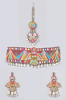 Multi-Colored Hand Embroidered Necklace Set