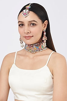 Multi-Colored Hand Embroidered Necklace Set