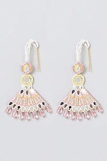 Pink Hand Embroidered Earrings