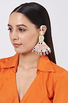 Pink Hand Embroidered Earrings