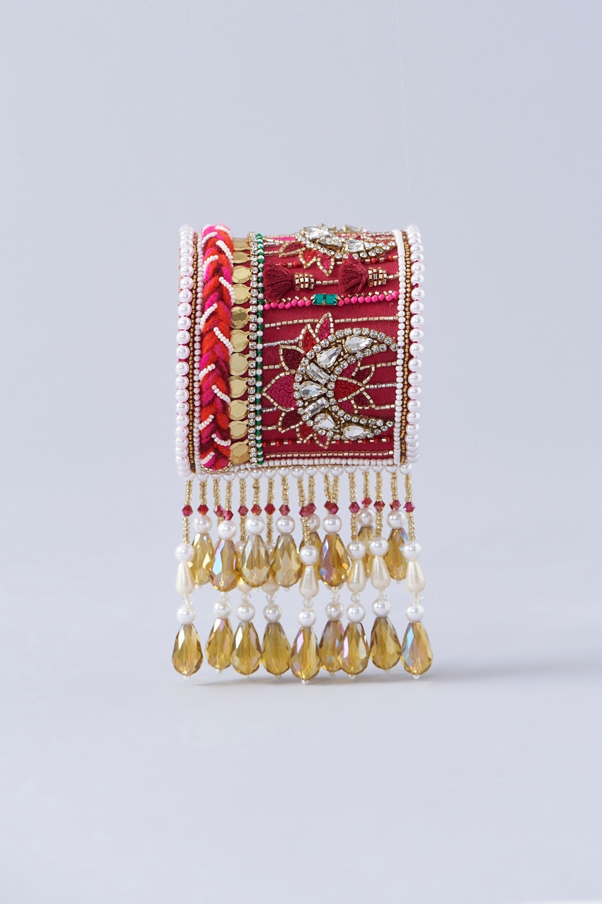 Rani Pink Hand Embroidered Cuff Bracelet