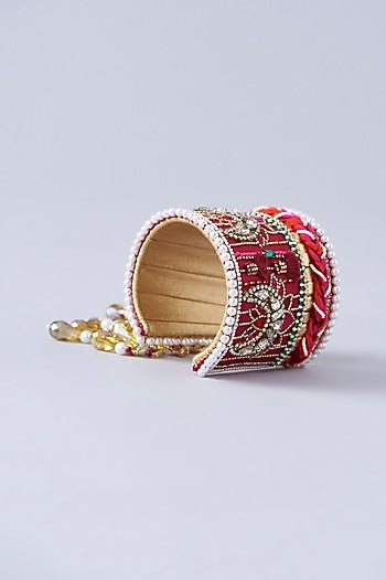 Rani Pink Hand Embroidered Cuff Bracelet