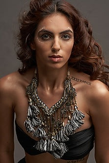Black & White Mirror Long Necklace