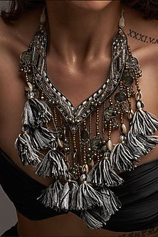 Black & White Mirror Long Necklace