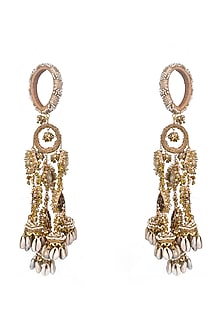 Gold Finish Pearl & Shell Kaleeras (Set of 2)