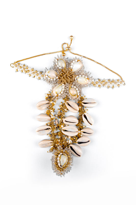 Gold Finish Pearl & Shell Handharnesses (Set of 2)