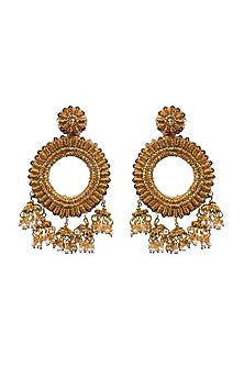 Gold Finish Tikki Embroidered Earrings