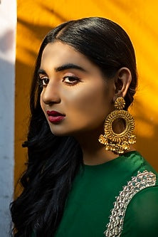 Gold Finish Tikki Embroidered Earrings