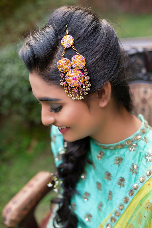 Gold Finish Dabka Embroidered Pasa