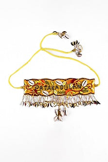 Gold Finish Embroidered Necklace