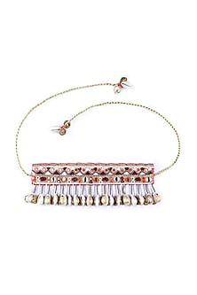Gold Finish Embroidered Choker Necklace