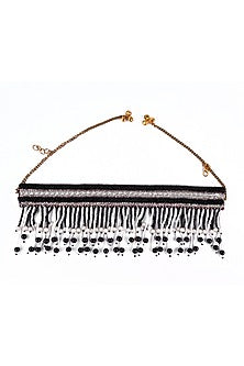 Gold Finish Moti Embroidered Choker Necklace