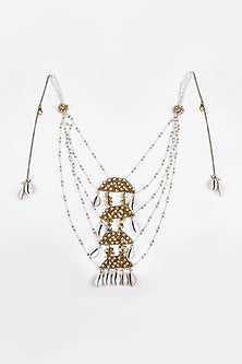 Gold Finish Pearl & Shell Choker Necklace