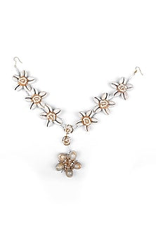 Gold Finish Pearl & Shell Choker Necklace