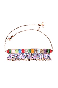 Gold Finish Choker Necklace With Chid Embroidery