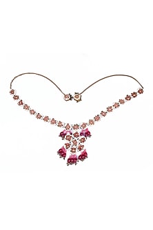 Gold Finish Embroidered Choker Necklace