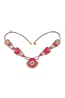 Gold Finish Hand Embroidered Choker Necklace