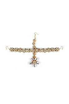 Gold Finish Pearl & Shell Mathapatti