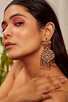 Gold Finish Mixed Metal Earrings
