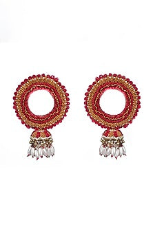 Gold Finish Dabka Embroidered Earrings