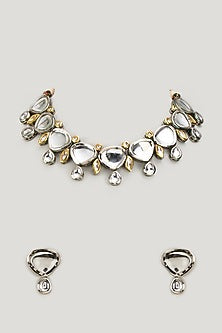 Gold Finish Kundan Polki Choker Necklace Set
