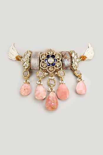 Gold Finish Semi-Precious Stone Meenakari Necklace