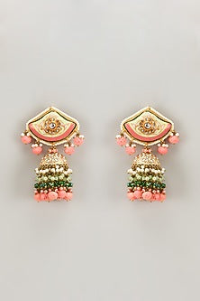 Gold Finish Kundan Polki & Pearl Dangler Earrings