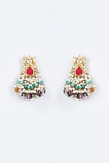 Gold Finish Ruby & Emerald Choker Necklace Set
