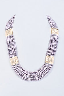 Gold Finish Kundan Polki & Moonstone Meenakari Long Necklace