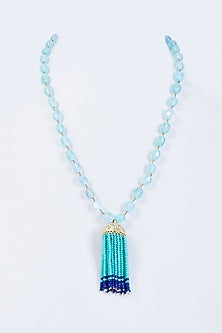 Gold Finish Kundan Polki & Moonstone Meenakari Long Necklace