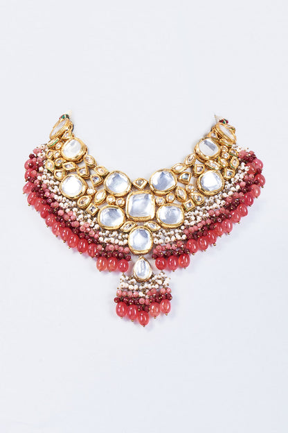 Gold Finish Ruby & Emerald Necklace