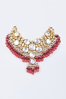 Gold Finish Ruby & Emerald Necklace