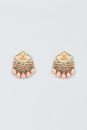 Gold Finish Meenakari Dangler Earrings