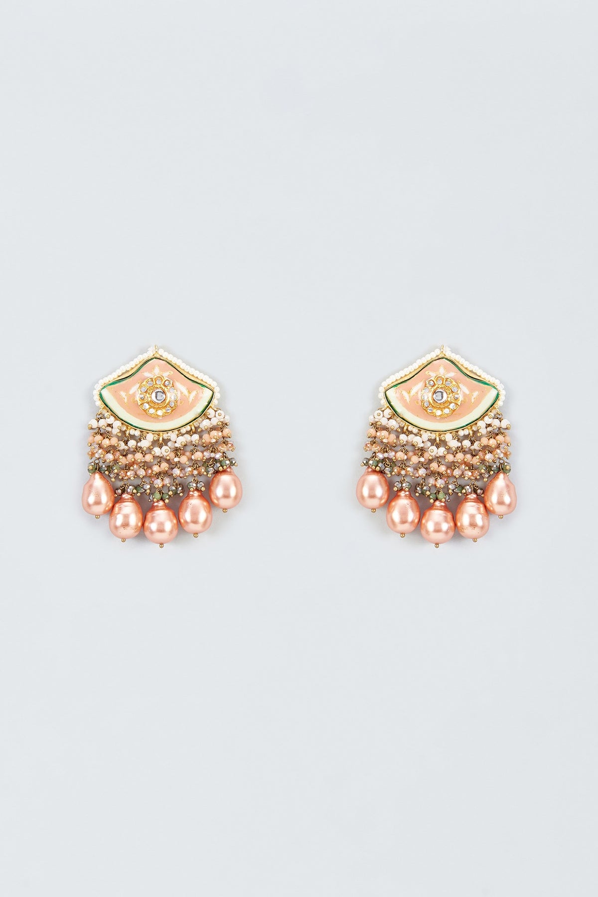 Gold Finish Meenakari Dangler Earrings
