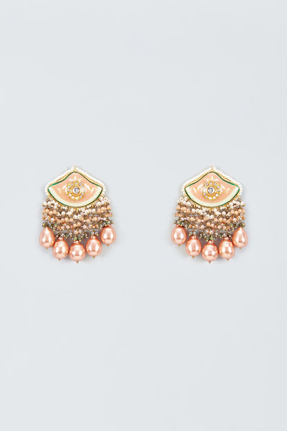 Gold Finish Meenakari Dangler Earrings
